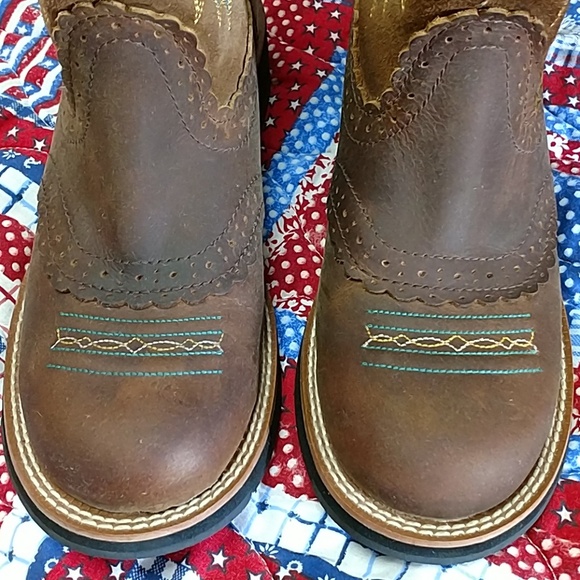 ARIAT Fat Baby Western Blue Brown Boots sz 7.5 EUC - Picture 2 of 8